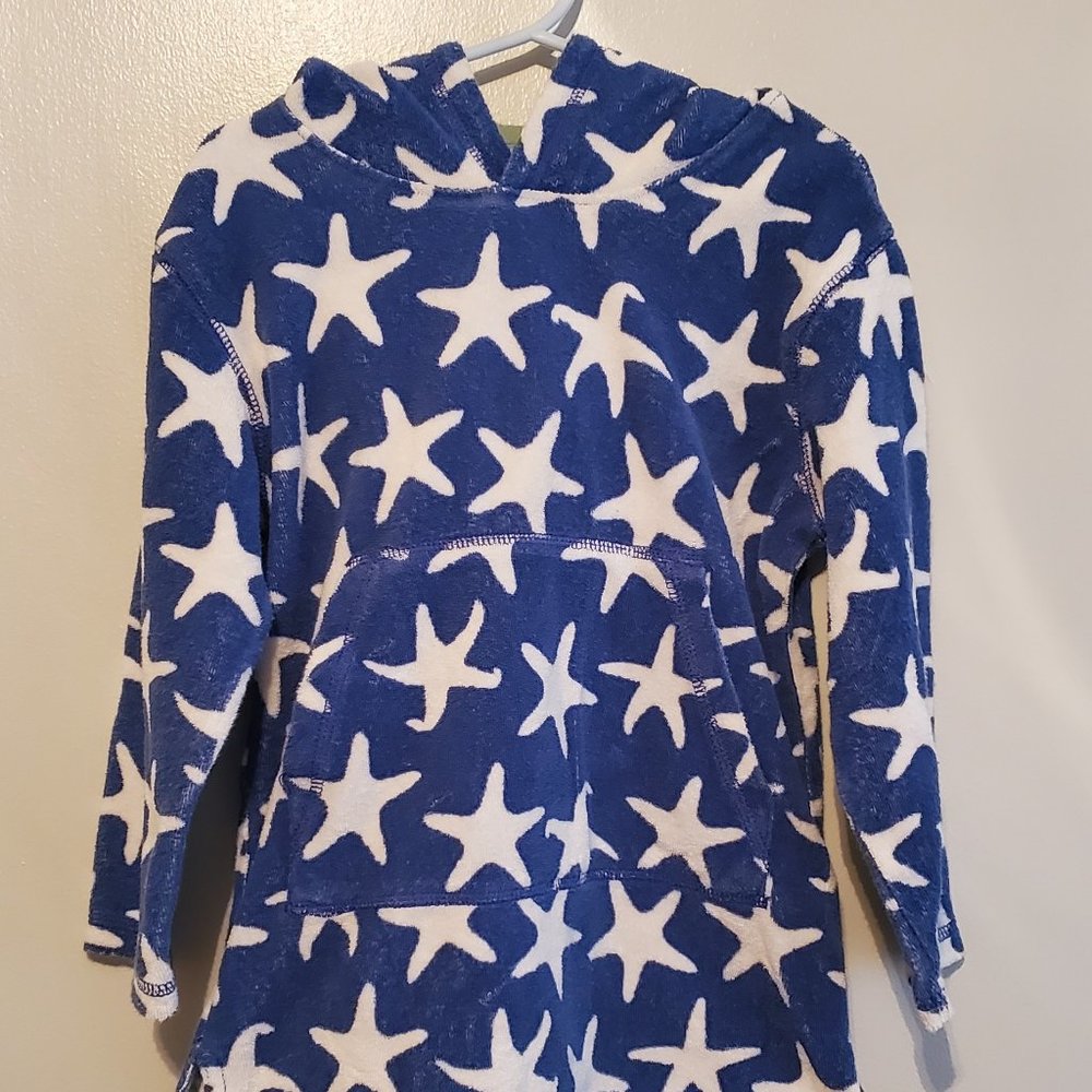 Mini Boden Boys Stars Toweling Terry Hoodie Size 3-4 Years Swim Cover Up